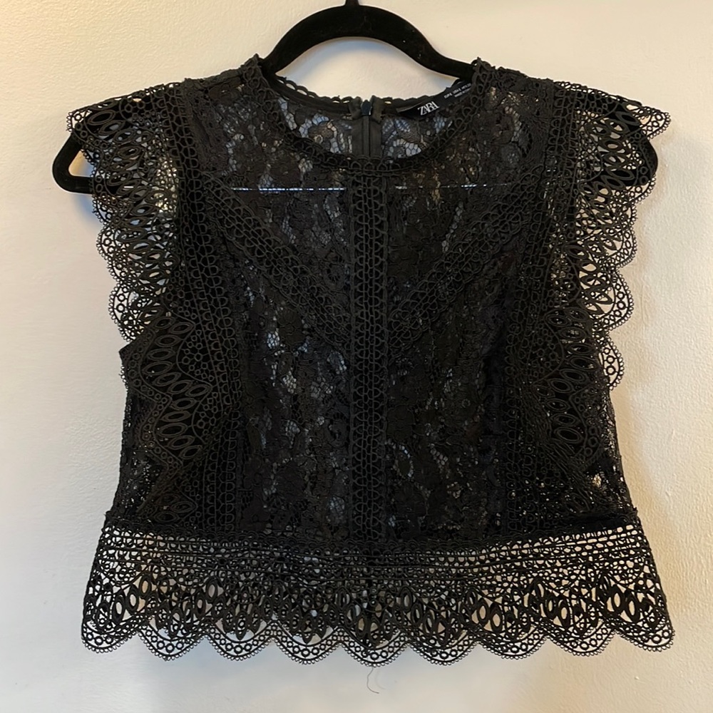 Lace top modified to be more cropped.